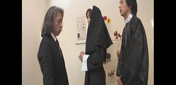  Naughty Nun spreads wide and sucks dick Hitomi Kanou